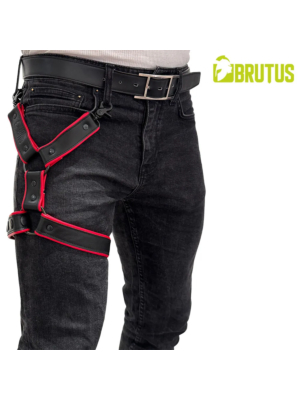 BRUTUS Leather Leg Harness Black-Red
