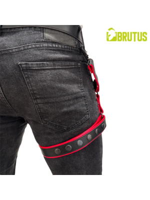 BRUTUS Leather Leg Harness Black-Red