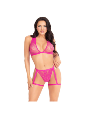 Leg Avenue - Lace Set with Garters - Pink