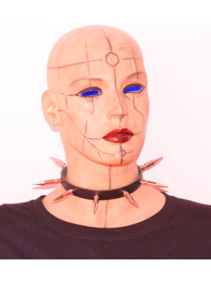 1 ROW LARGE SPIKE LEATHER CHOCKER - Black