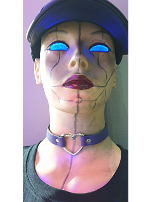 Handmade Row Heart Fitting Leather Choker Collar (Violet) - BULLET69 - Necklace 