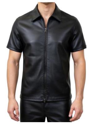 Leaher-look T-Shirt with Zip 21224S-BK 