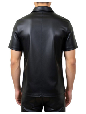 Leaher-look T-Shirt with Zip 21224S-BK 