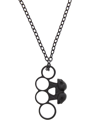 Black Knuckle Duster Skull Necklace