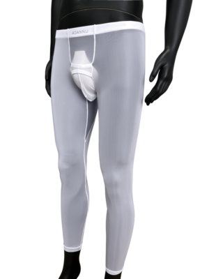 Men's Ultra-thin Transparent Breathable Sexy Leggings White