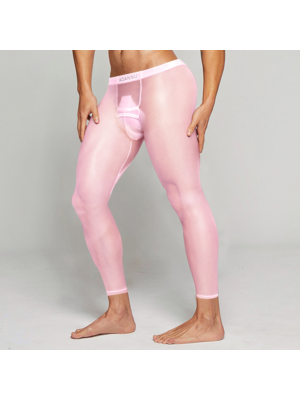 Men's Ultra-thin Transparent Breathable Sexy Leggings Pink
