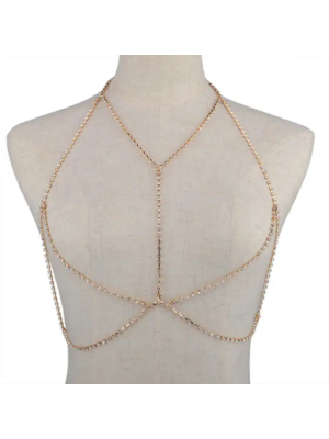 Hot Body Chain Women Harness Gold