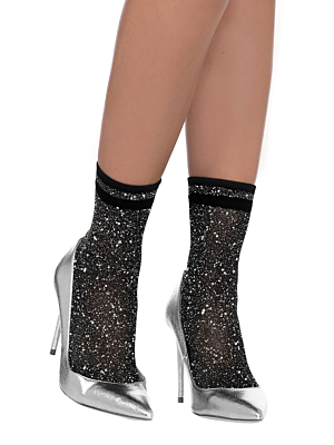 Lurex anklets Black/Silver one size