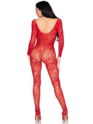 LEG AVENUE - 89366 LACE LINGERIE BODYSTOCKING RED - ONE SIZE