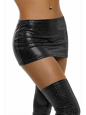 Glossy Luciana Wetlook Mini Skirt – Black