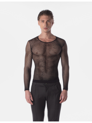 Barcode Berlin Fishnet Long Sleeve Capo Black