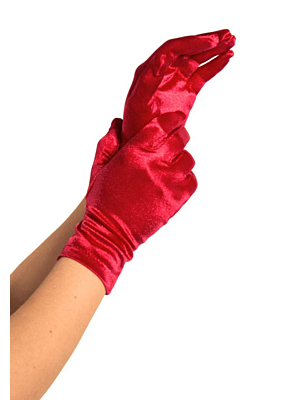 Wrist Length Satin Gloves, red, O/S