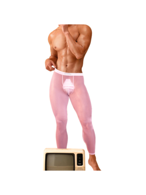 Men's Ultra-thin Transparent Breathable Sexy Leggings Pink