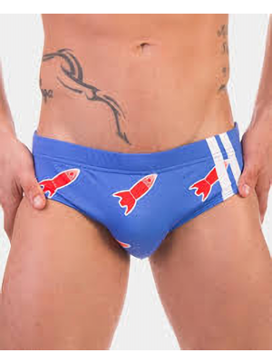Space Rocket Swim Brief Blue