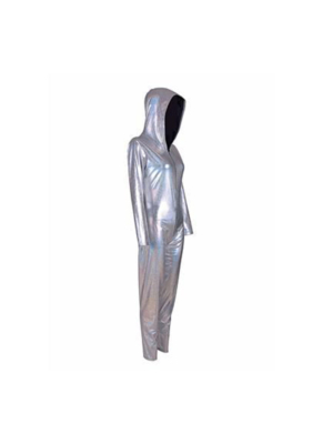 Silver hooded catsuit 1