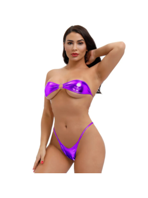 Sexy Solid Tube Top Bikini Swimsuit Purple