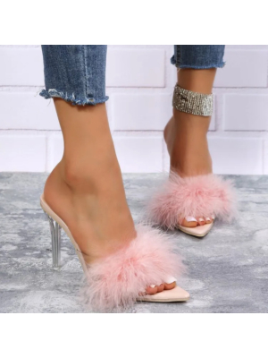 Women Fashion Sexy Transparent High Heels Pink