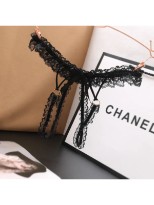 Women Sexy Lace Black Thong os