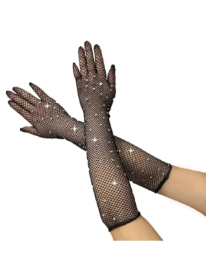 Sexy Black Mesh Elbow-Length Gloves 