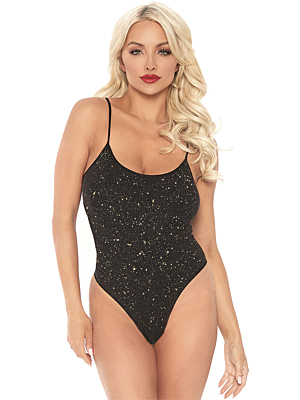 Lurex opaque thong bodysuit
