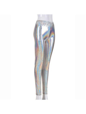 Silver foil leggings