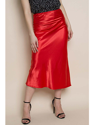  Satin Midi Skirt