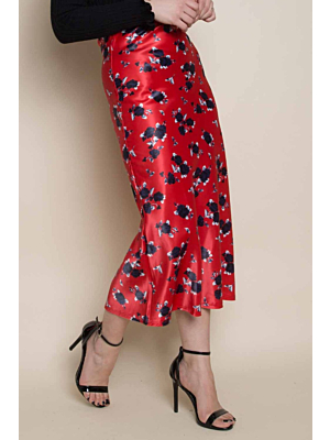 Floral Bias Satin Midi Skirt
