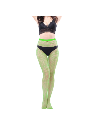  Women Sexy Mesh High Waist Fishnet- Pantyhose Neon Green