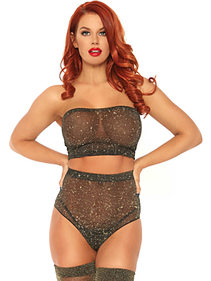 Lurex spandex top and panty - gold