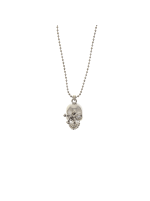 Silver Skull Necklace with Moving Jaw