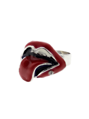 Adjustable Lips & Tongue Ring with Diamante Stone Stud