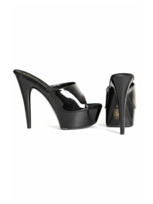 Noir vinyl mule Platform with Heel 14cm