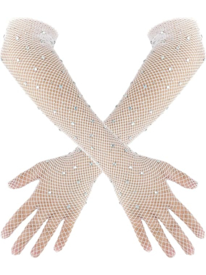 Sexy White Mesh Gloves 