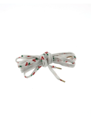 Pair of White Shoelaces with Cherry Print