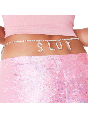 Sexy Rhinestone Slut Waist Chain