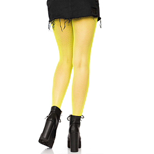 Nylon Fishnet Pantyhose - Neon Yellow