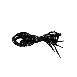 Pair of Black Shoelaces with White Stars