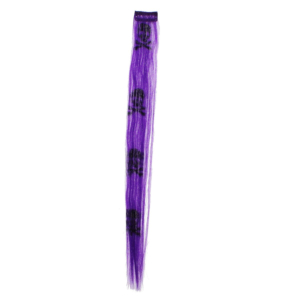 Aprox. 40cm Purple Skull & Crossbones Print Hair Highlights/ Extensions