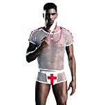Sexy Assistant Costume 4 Pieces White / Red S / L