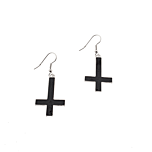Upside Down Black Cross Earrings - 3.1 x 2.0cm