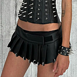 Women Gothic Punk Pleated Skirt Black