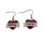 Doll Face Leopard Heart Earrings (2 x 1.5cm)
