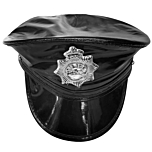 Faux Leather Police Hat 25x15 cm