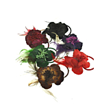 Black 2-Tone Flowers with Feathers on Elastic & Pin