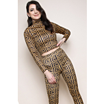 Geometric Print Top & Leggings Set gold