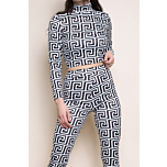 Geometric Print Top & Leggings Set - White