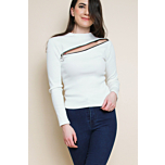 Front Zip Crop Ribbed Top white