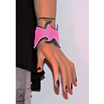 DOUBLE LAYER WB, FIRE DESIGN BUTTONED LEATHER WRISTBAND - PINK