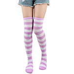 Stocking Over The Knee Socks Purple/White