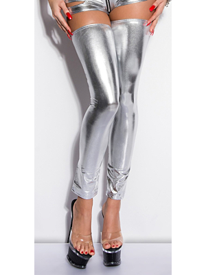 SEXY GOGO LATEX TIGHT HIGH LEG WARMERS Silver